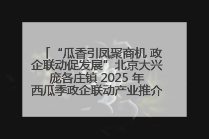 “瓜香引凤聚商机 政企联动促发展”北京大兴庞各庄镇 2025 年西瓜季政企联动产业推介活动圆满举行