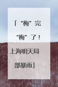 “梅”完“梅”了！上海明天局部暴雨