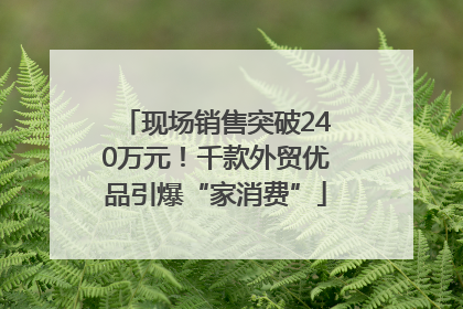 现场销售突破240万元！千款外贸优品引爆“家消费”