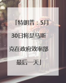 特朗普：5月30日将是马斯克在政府效率部最后一天