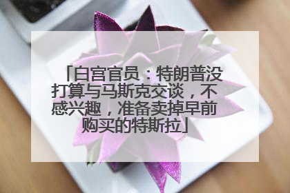 白宫官员：特朗普没打算与马斯克交谈，不感兴趣，准备卖掉早前购买的特斯拉