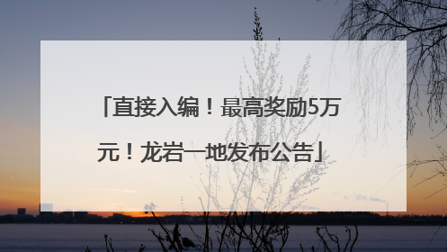 直接入编！最高奖励5万元！龙岩一地发布公告