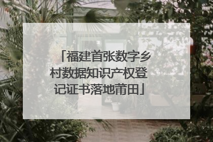 福建首张数字乡村数据知识产权登记证书落地莆田