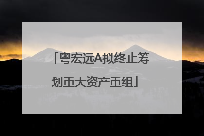 粤宏远A拟终止筹划重大资产重组