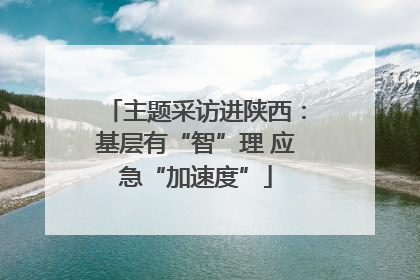 主题采访进陕西：基层有“智”理 应急“加速度”