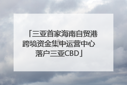 三亚首家海南自贸港跨境资金集中运营中心落户三亚CBD