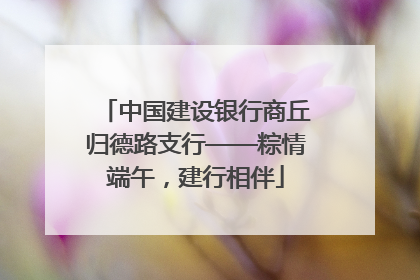 中国建设银行商丘归德路支行——粽情端午，建行相伴