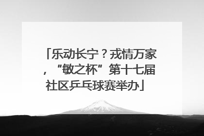 乐动长宁？戎情万家，“敏之杯”第十七届社区乒乓球赛举办