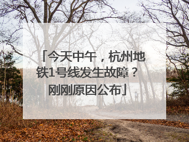 今天中午，杭州地铁1号线发生故障？刚刚原因公布