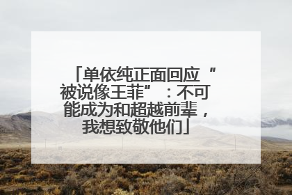 单依纯正面回应“被说像王菲”：不可能成为和超越前辈，我想致敬他们