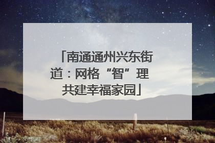 南通通州兴东街道：网格“智”理 共建幸福家园
