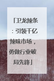 卫龙辣条：引领千亿辣味市场，勇做行业破局先锋