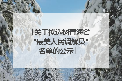关于拟选树青海省“最美人民调解员” 名单的公示