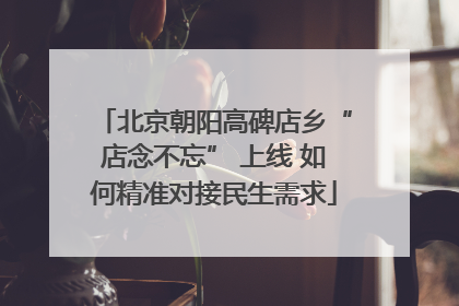 北京朝阳高碑店乡“店念不忘” 上线 如何精准对接民生需求