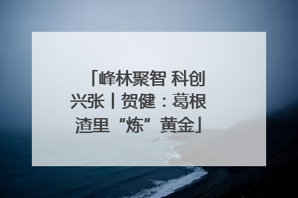 峰林聚智 科创兴张丨贺健：葛根渣里“炼”黄金