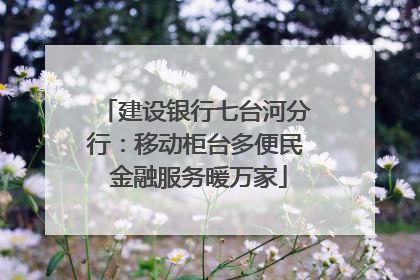 建设银行七台河分行：移动柜台多便民 金融服务暖万家