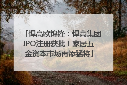 悍高欧锦锋：悍高集团IPO注册获批！家居五金资本市场再添猛将