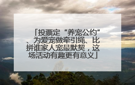投票定“养宠公约”、为爱宠做牵引绳、比拼谁家人宠最默契，这场活动有趣更有意义