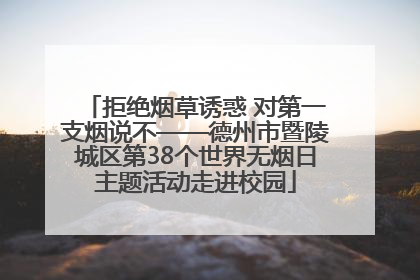 拒绝烟草诱惑 对第一支烟说不——德州市暨陵城区第38个世界无烟日主题活动走进校园