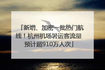 新增、加密一批热门航线！杭州机场暑运客流量预计超910万人次