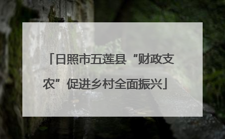 日照市五莲县“财政支农”促进乡村全面振兴