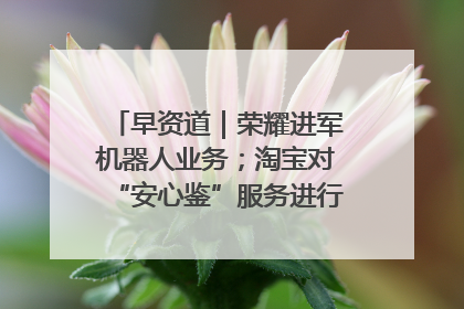 早资道｜荣耀进军机器人业务；淘宝对“安心鉴”服务进行逐步下线调整