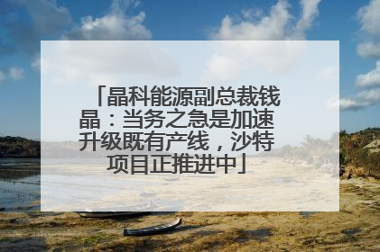 晶科能源副总裁钱晶：当务之急是加速升级既有产线，沙特项目正推进中