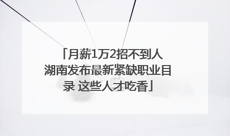 月薪1万2招不到人 湖南发布最新紧缺职业目录 这些人才吃香