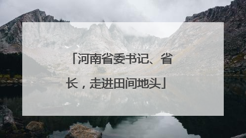 河南省委书记、省长，走进田间地头