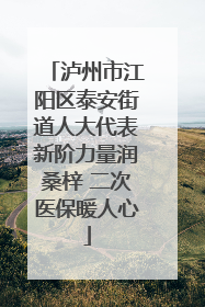 泸州市江阳区泰安街道人大代表新阶力量润桑梓 二次医保暖人心