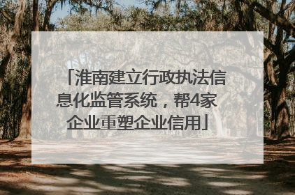 淮南建立行政执法信息化监管系统，帮4家企业重塑企业信用