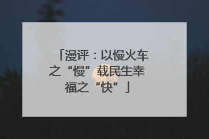 漫评：以慢火车之“慢”载民生幸福之“快”