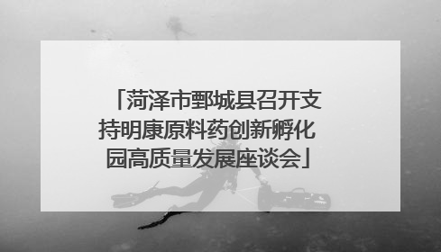 菏泽市鄄城县召开支持明康原料药创新孵化园高质量发展座谈会