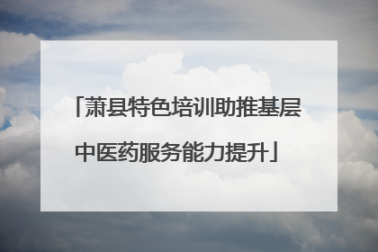 萧县特色培训助推基层中医药服务能力提升