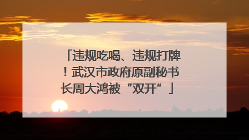 违规吃喝、违规打牌！武汉市政府原副秘书长周大鸿被“双开”