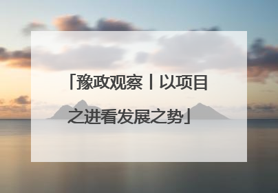 豫政观察丨以项目之进看发展之势