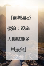 鄄城县彭楼镇：设施大棚赋能乡村振兴