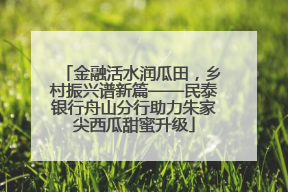金融活水润瓜田，乡村振兴谱新篇——民泰银行舟山分行助力朱家尖西瓜甜蜜升级