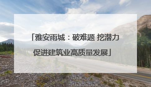 雅安雨城：破难题 挖潜力 促进建筑业高质量发展