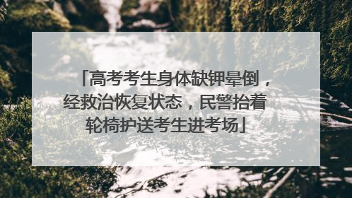 高考考生身体缺钾晕倒，经救治恢复状态，民警抬着轮椅护送考生进考场
