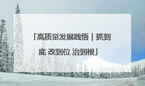 高质量发展践悟｜抓到底 改到位 治到根