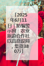 2025年6月11日｜防骗警示窗：农业旅游合作社以高息设局，集资380万