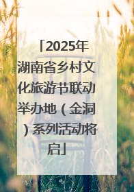 2025年湖南省乡村文化旅游节联动举办地（金洞）系列活动将启