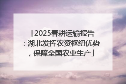 2025春耕运输报告：湖北发挥农资枢纽优势，保障全国农业生产