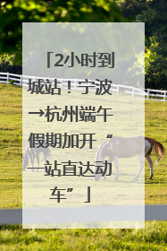 2小时到城站！宁波→杭州端午假期加开“一站直达动车”