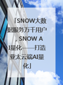 SNOW大数据服务万千用户，SNOW AI量化——打造亚太云端AI量化